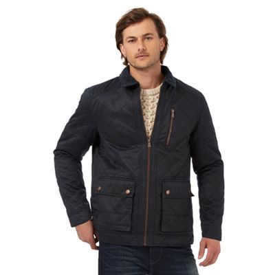 Big and tall navy wax quilted jacket
